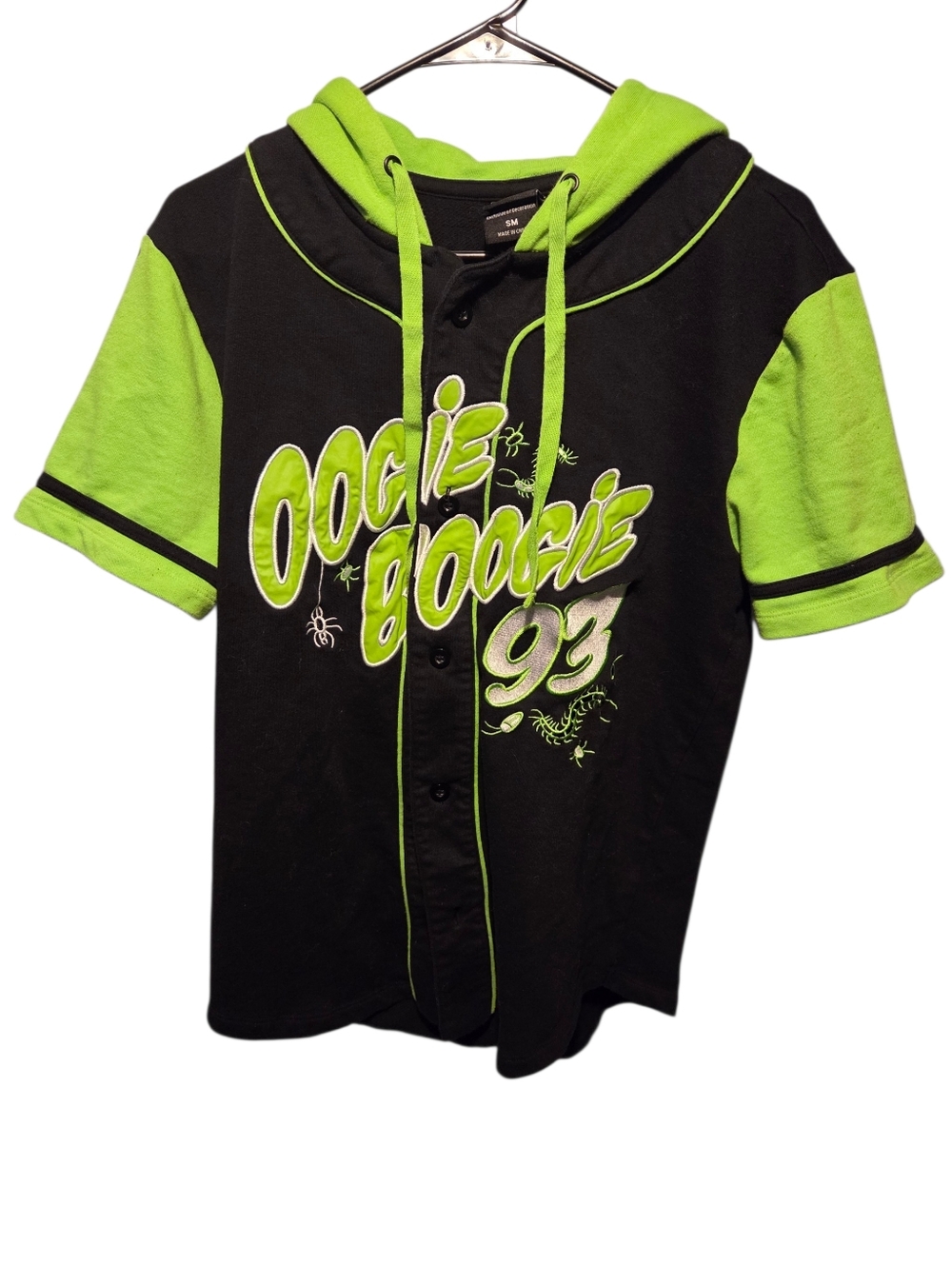 WOMENS SMALL Nightmare Bfore Christmas Short Sleeve Hooded Baseball Shirt Size S